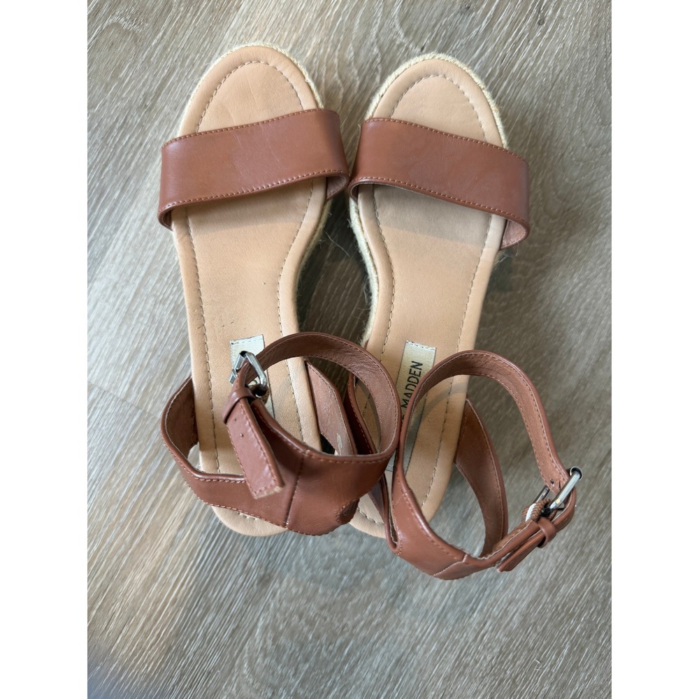 Steve Madden Bandi Cognac Brown Espadrille Wedge Platform Sandals Womens 8M
